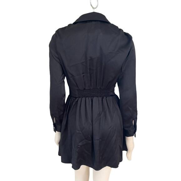 NWT ZARA Rhinestone Button Satin Mini Shirt Dress in Black SZ S - Picture 8 of 12